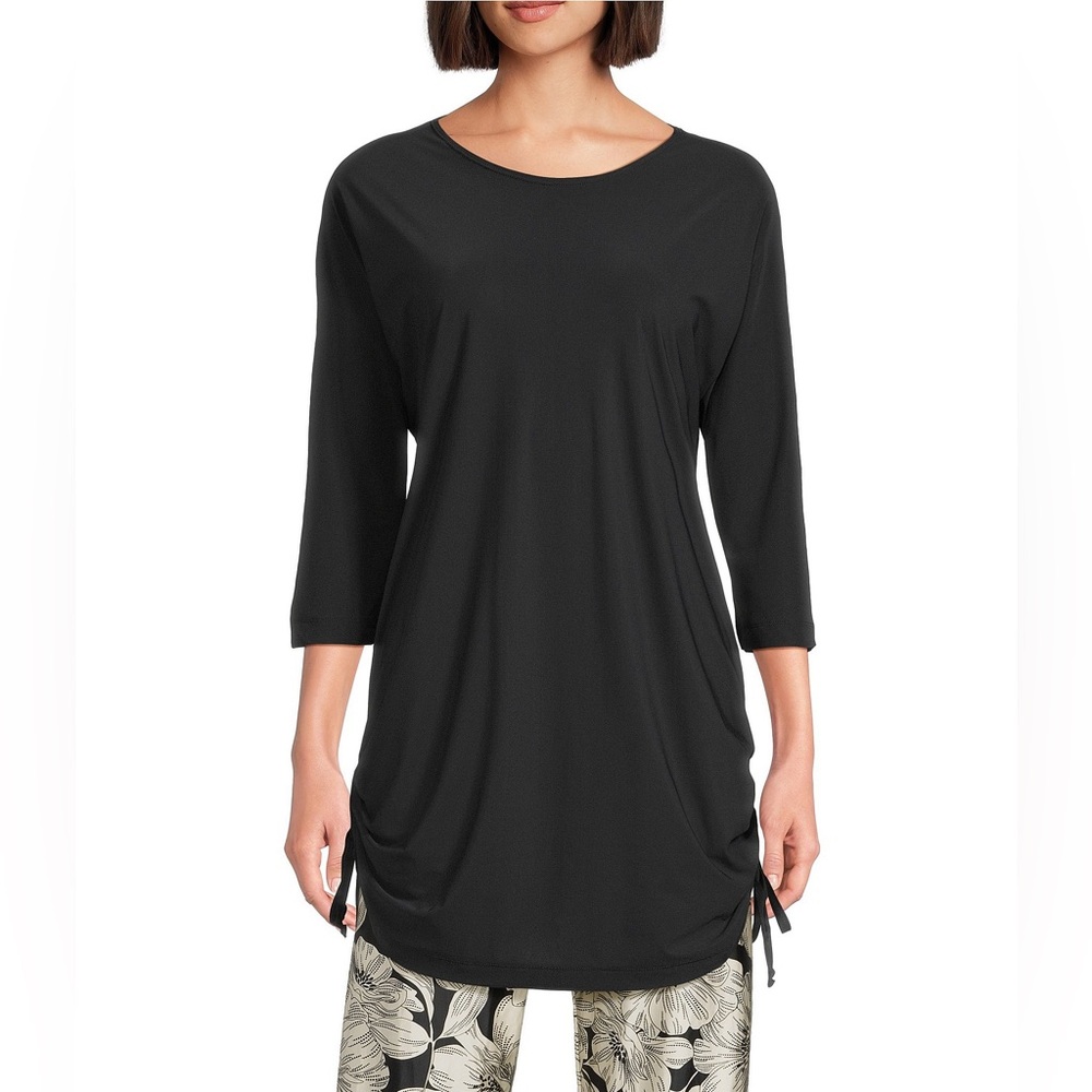 Bryn Walker Women's Vanya Microfiber Jersey Round Neck Ruched Side Tunic- XS‎